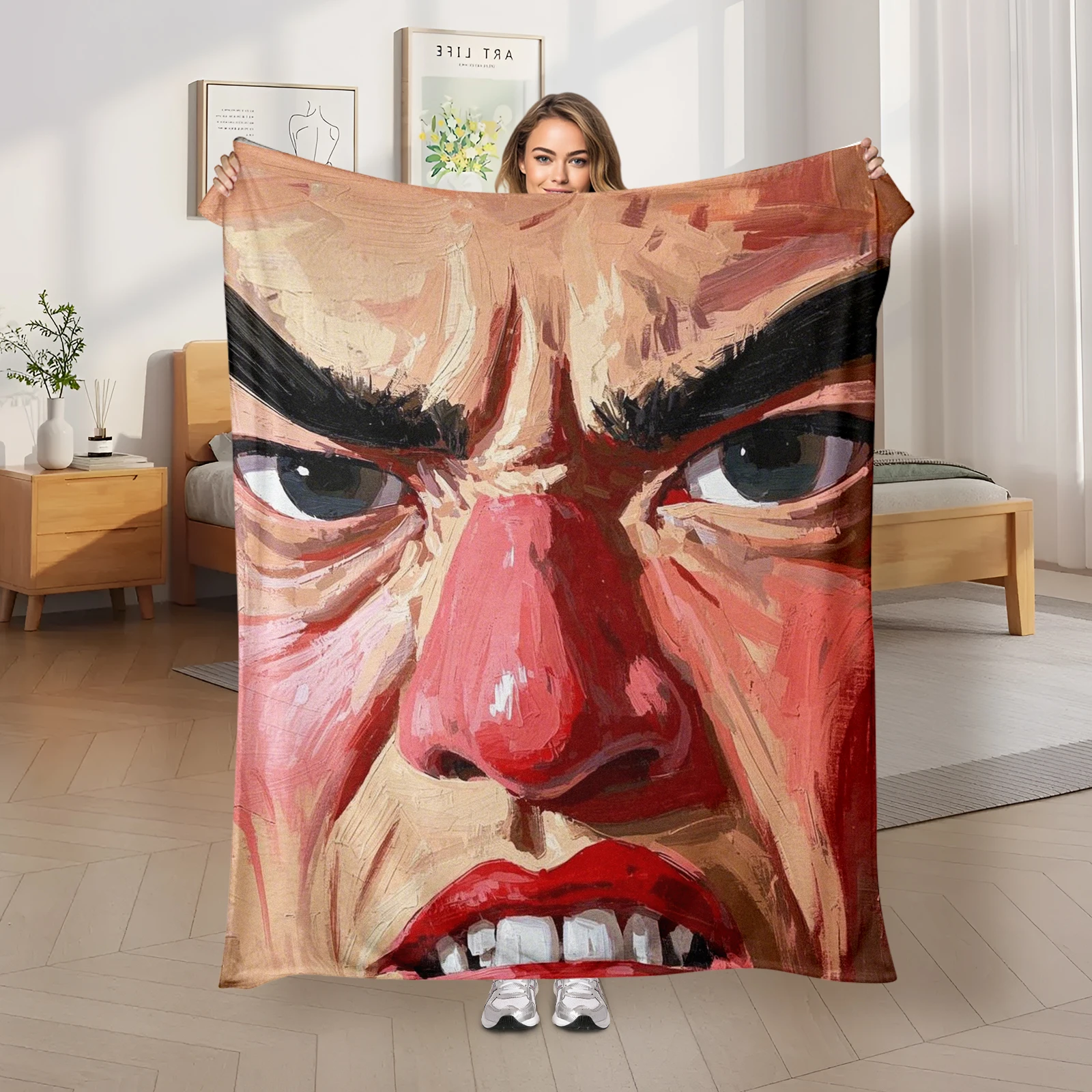 

Unique Oil Painting Angry Face Themed Blanket For Emotional Connection And Stunning Visual Impact