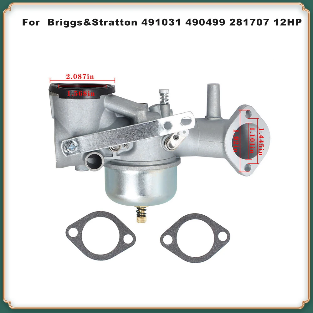 Carburetor for Briggs & Stratton 12HP Engine - Compatible with Parts 281707, 490499, 491026, 491031