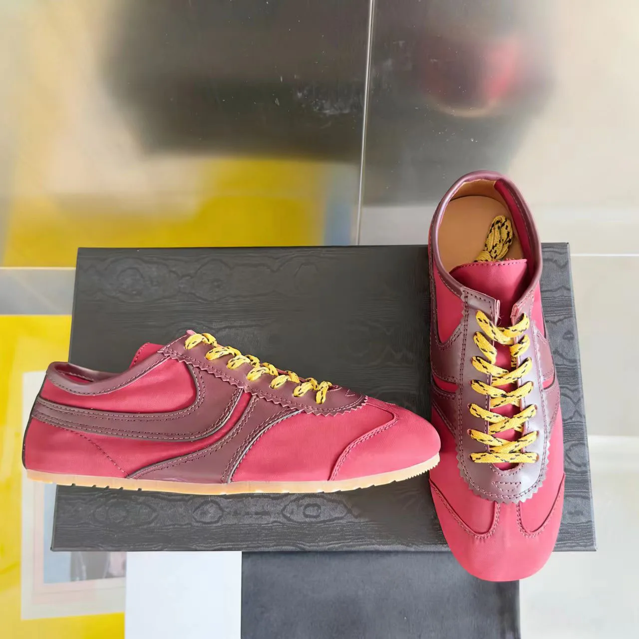 Picture 3: Unisex Nylon Leather-trimmed Sneakers Low-top Retro Shoes