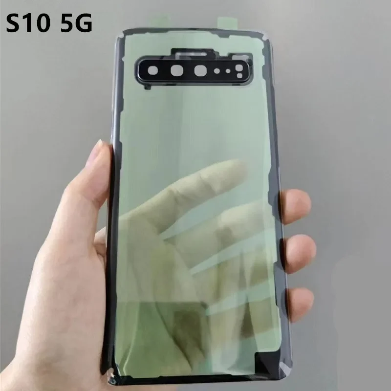 Housing For Samsung Galaxy S10 5G S9 Plus S10E S8 S7 Transparent Battery Back Cover Repair Door Rear Case + Camera Lens