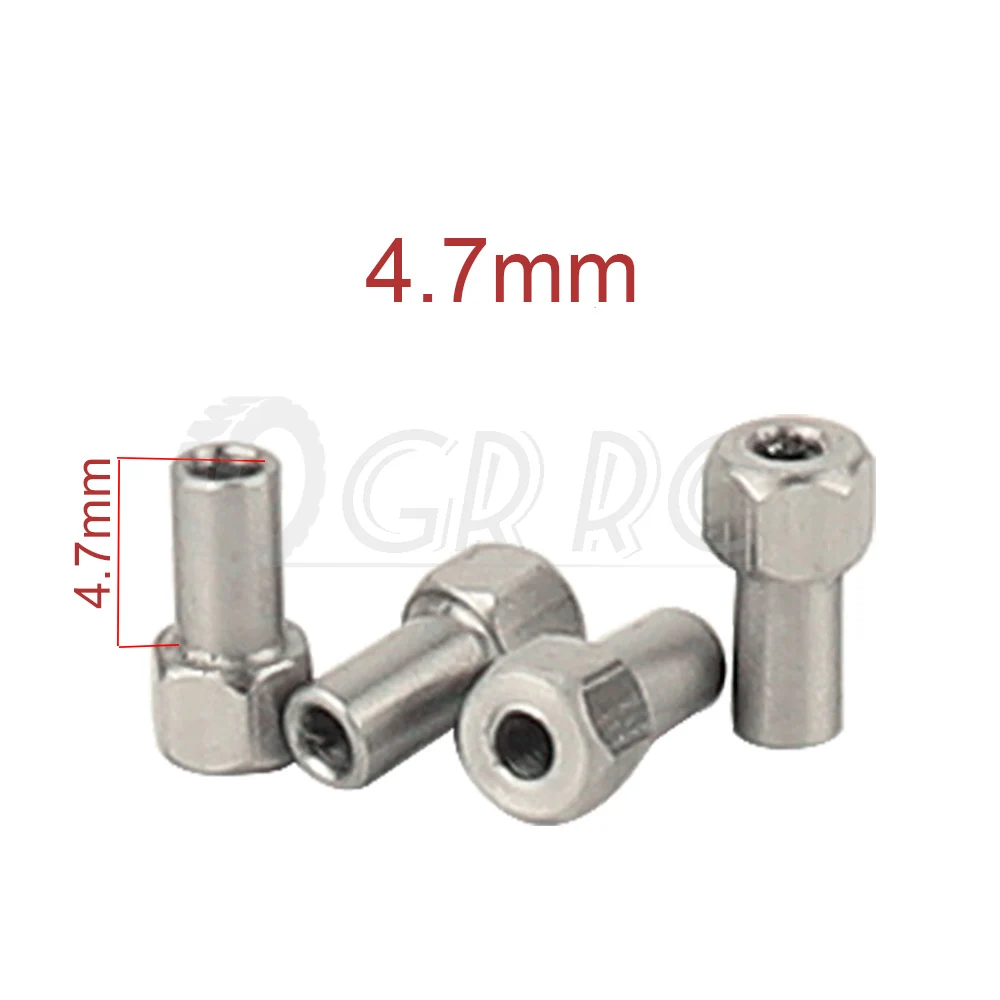 4PCS 2/3/4.7/5mm M2 Long Extended Wheel Nuts For 1/24 RC Crawler Axial SCX24 AX24 Upgrade Parts Stainless Steel Or Brass