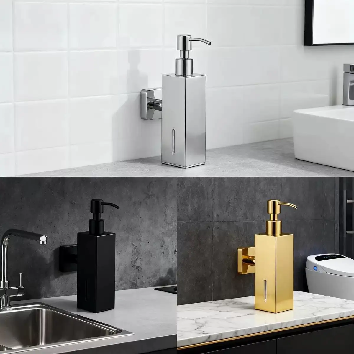 304 Stainless Steel Manual Soap Dispenser Wall Mounted Soap Dispenser Hand Sanitizer Bottle For Hotel Bathrooms Home Use