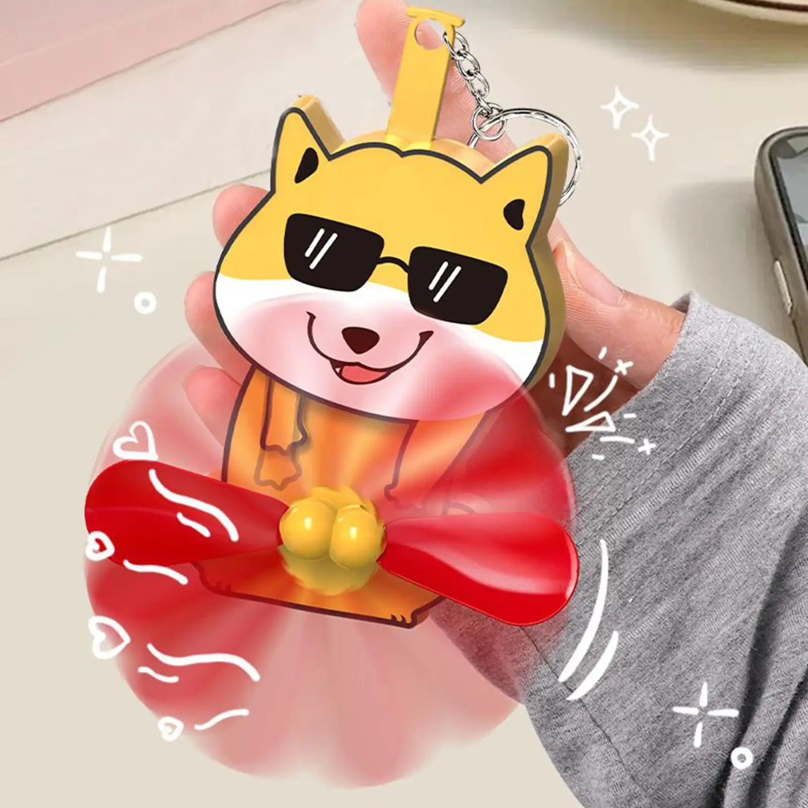 キーホルダーファン漫画ハンドヘルドミニファンコンパクトポータブルクーラーバッテリーアクセサリーなしキーホルダー女の子女性子供ママティーン