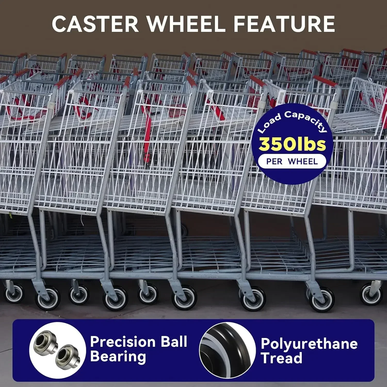 

XMSJ-Sale5" Wheels for Cart, 5/16" Axle Polyurethane Shopping Cart Wheels Replacement Casters (5" 20-Pack 【5/16” Bore】)