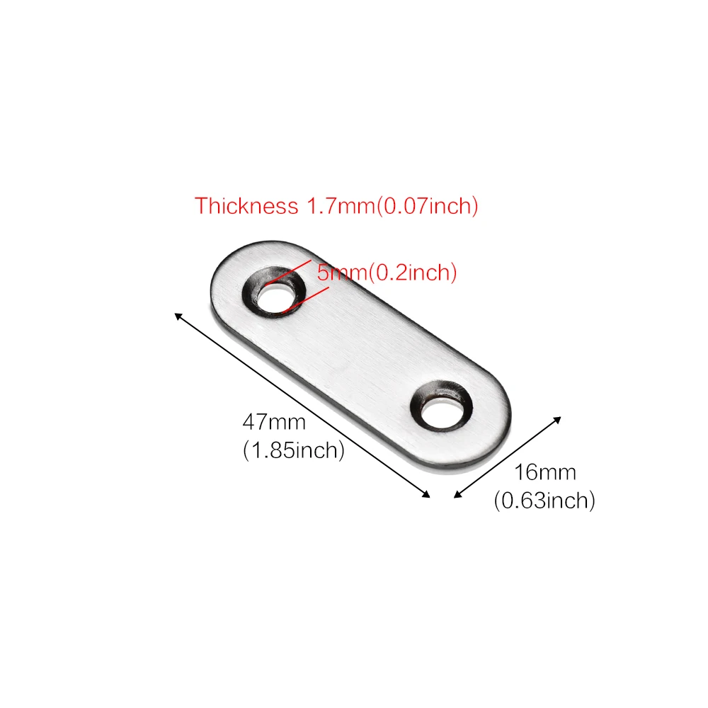 5/16/40 ชิ้นรั้งตรง, รั้งแบน 47x16 มม. (1.85x0.63 นิ้ว), สแตนเลสวงเล็บตรง, ซ่อมเข้าร่วมแผ่น