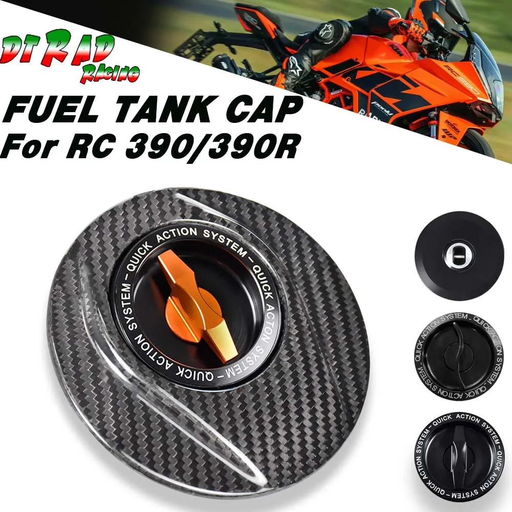 For RC 390 2017-2023 RC 390R 2018-2020 Motorcycle Carbon Fiber Fuel Tank Cap Airbox Gas Oil Cover Key Lock Fast Gasoline Plug