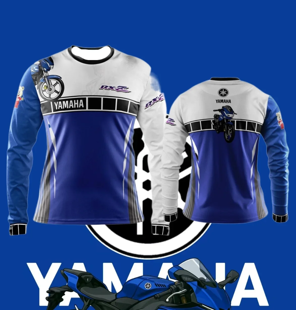

25/26 Новая популярная футболка с длинными рукавами Yamaha, весенне-осенняя униформа для любителей мотоциклов, одинаковая футболка для взрослых и детей