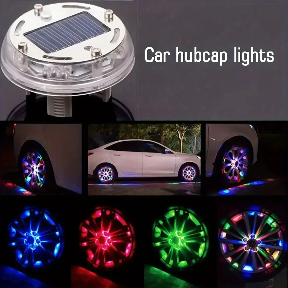 4 Mode 12 LED Car Covers Auto Solar Energy Flash Wheel Tire Light Lamp Car Decoration Light RGB Wheel Cap Rims Tires Tools New