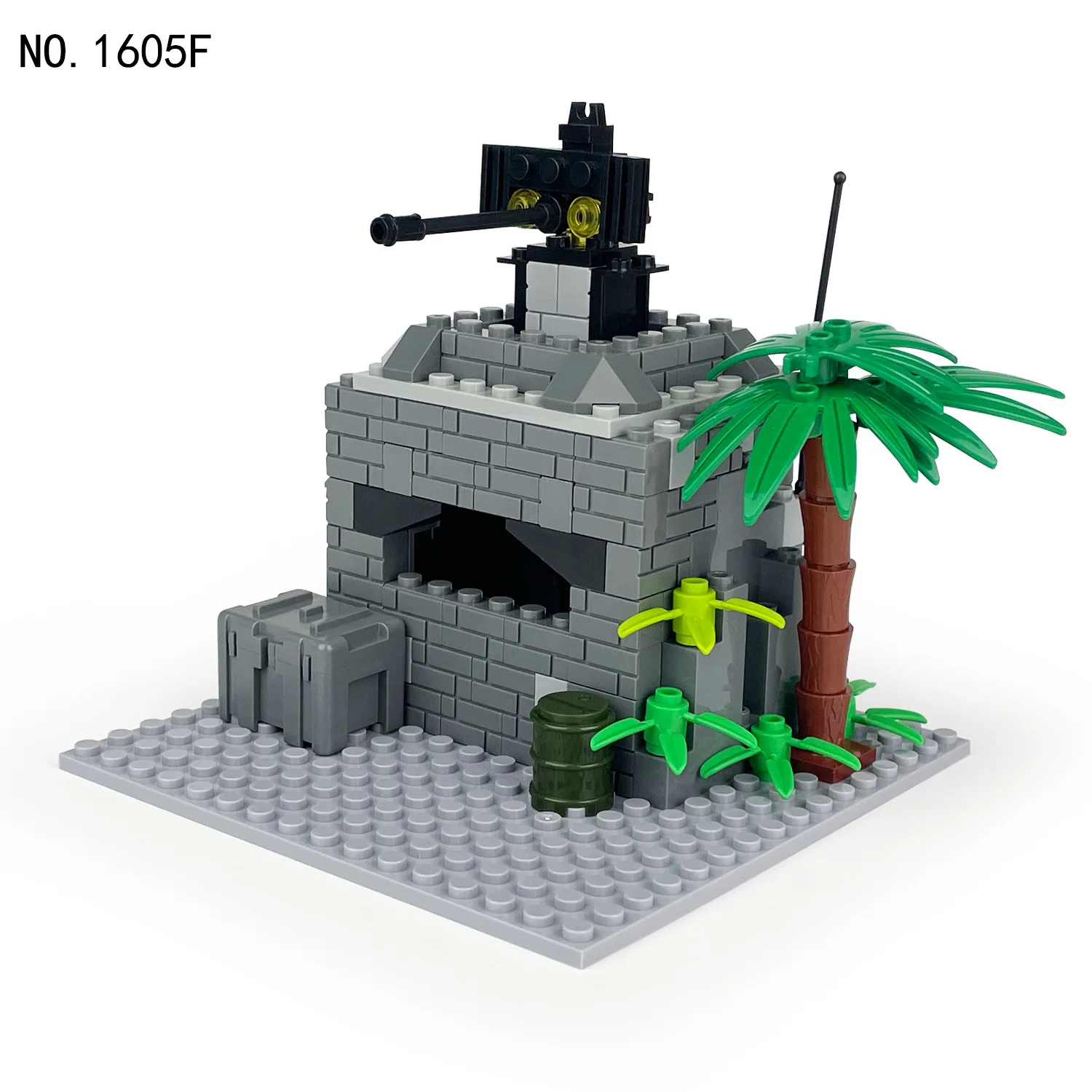 Moc piccole particelle assemblate giocattoli Building Blocks Bunker Heavy Machine Gun Base scene militari modello accessori mattoni