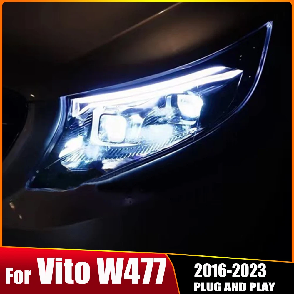 

2pcs Car Front Lights For Benz Vito 2016-2023 W447 LED Headlight Assembly Upgrade High Configure Dynamic Lamp Accessories