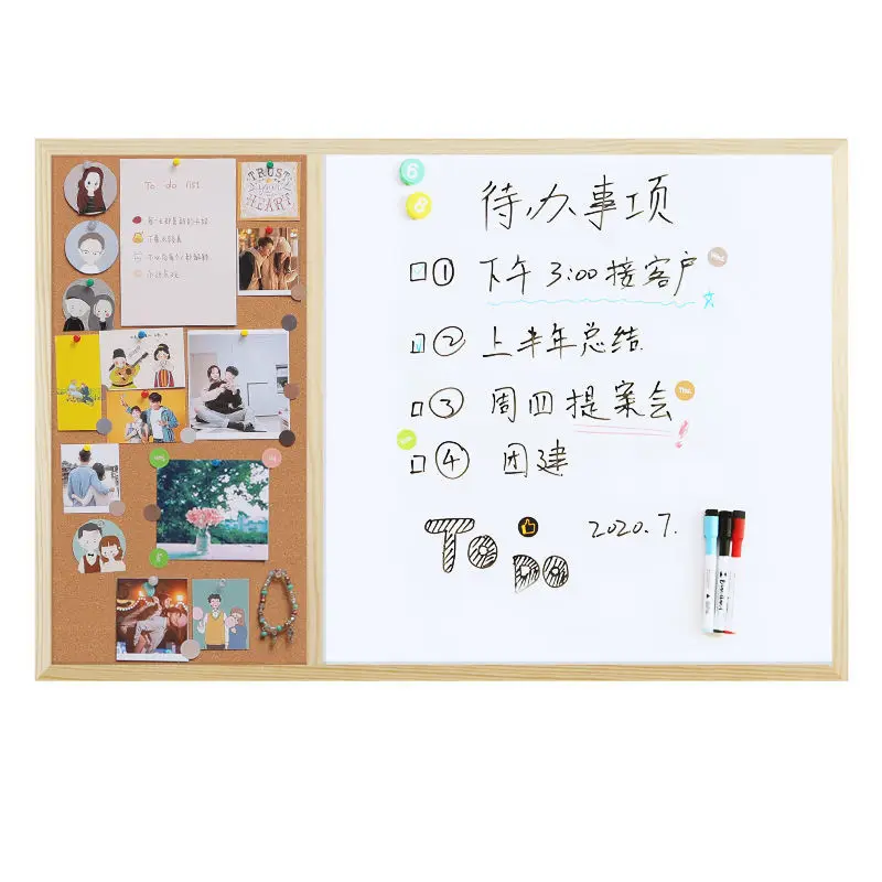 2 In 1 White Board Cork Board Wooden Combination Board Mood Letter Board Bulletin Erasable Wood Art Home Ideas Wall Decoration