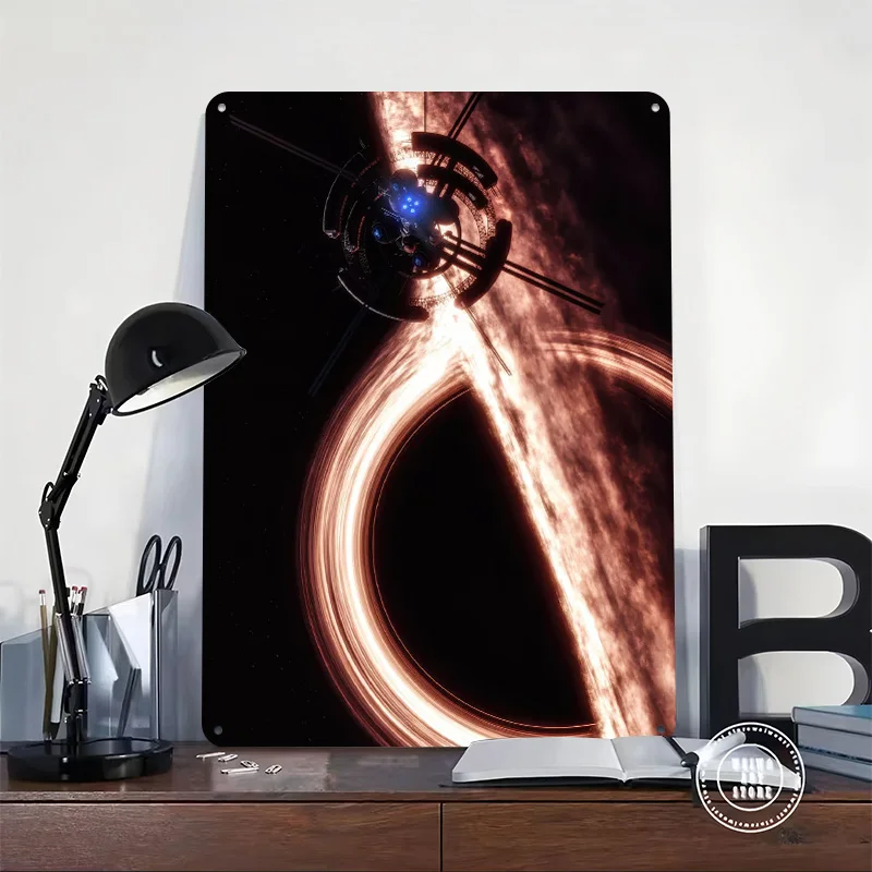 Interstellar Movie Black Hole 3D Texture Printed Poster Custom Vintage Metal Tin Plate Sign for Wall Art Luxury Decoration Home
