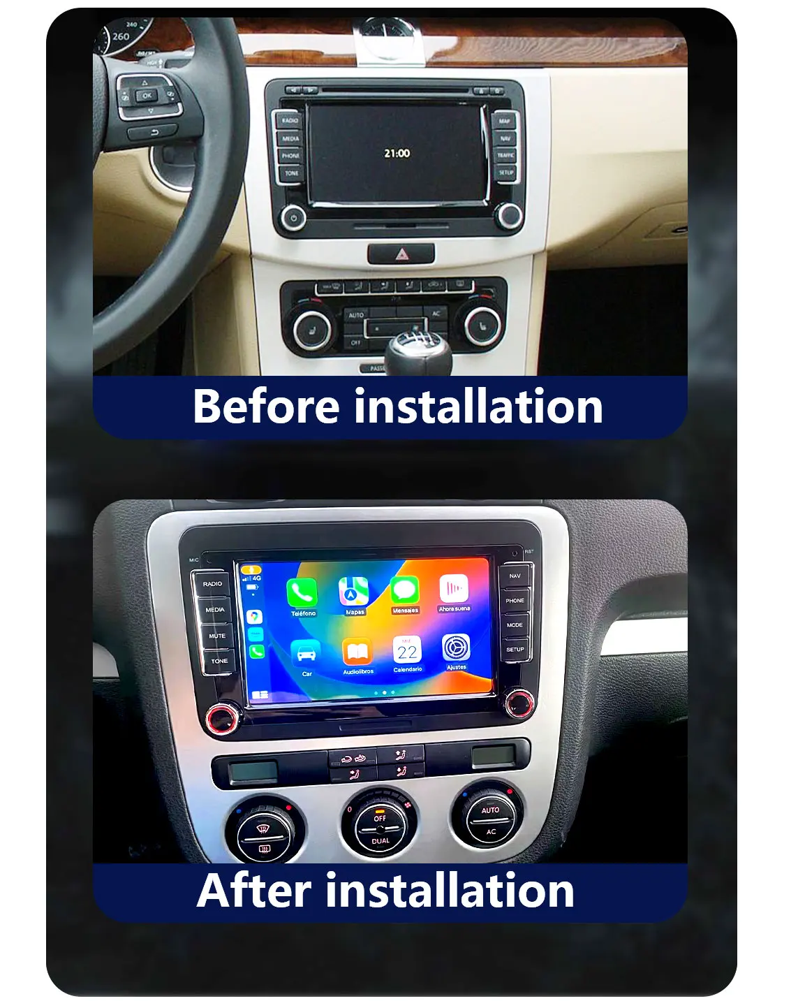 Car Android Carplay For VW Passat B6 T5 Multivan T5 Polo Golf Seat SKODA Jetta Tiguan Touran Fabia Leon Radio GPS WIFI BT5 Auto