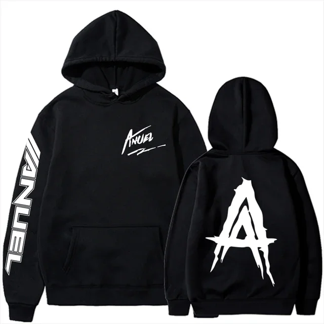 

Autumn Fleece Men's Hoodies Anuel AA Real Hasta La Muerte Print Sweatshirts Streetwear Rapper Loose Pullover Casual Hooded Tops