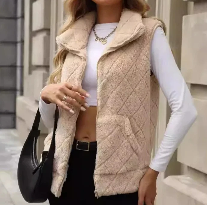 

Женский винтажный однотонный жилет без рукавов, куртка свободного покроя, вязаный жилет, элегантный многослойный осенне-зимний верхняя одежда, повседневная шикарная одежда