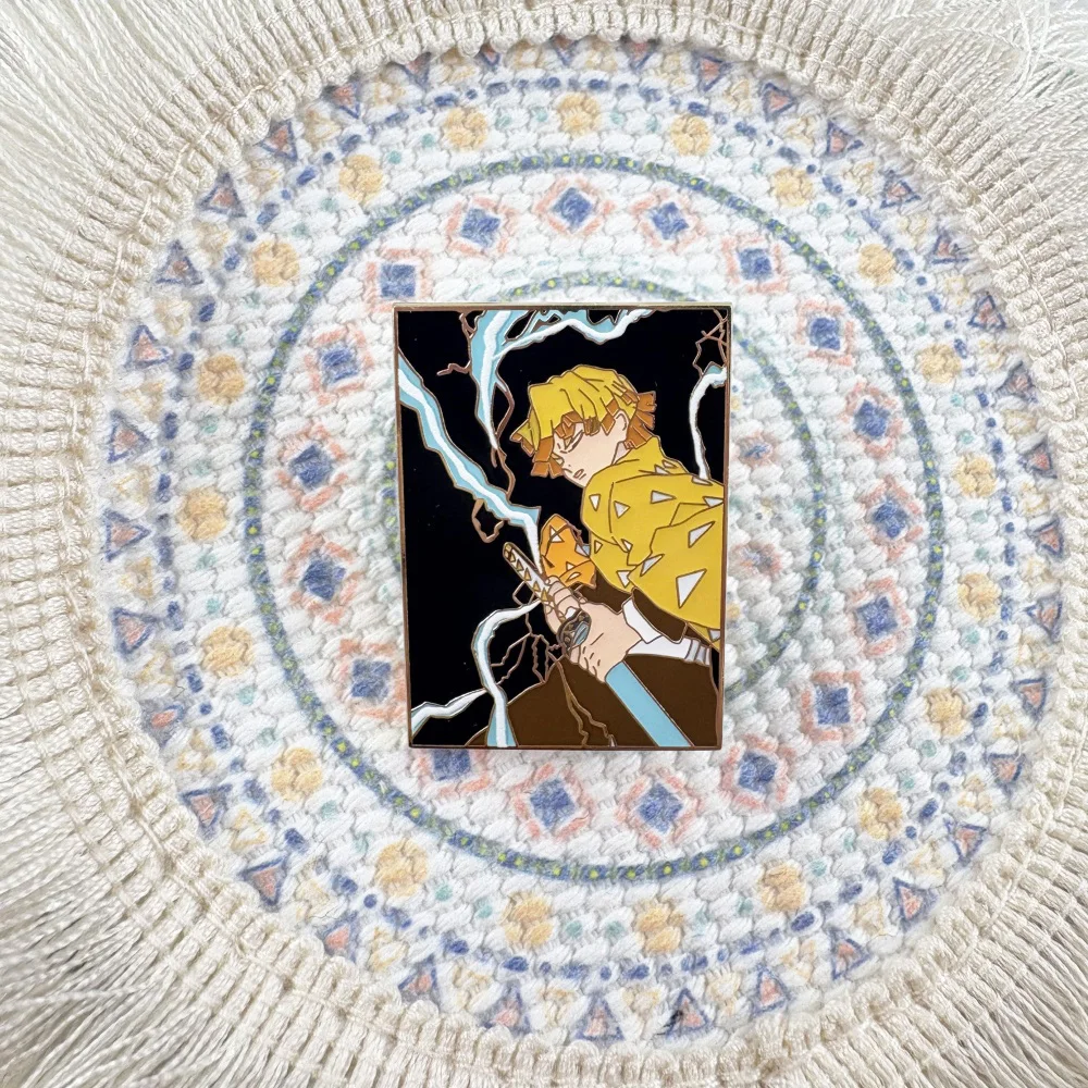 

Anime Demon Slayer Agatsuma Zenitsu Metal Enamel Brooch Yellow Uniform Sun Blade Lightning Breathing Lapel Pin Accessory Fans So