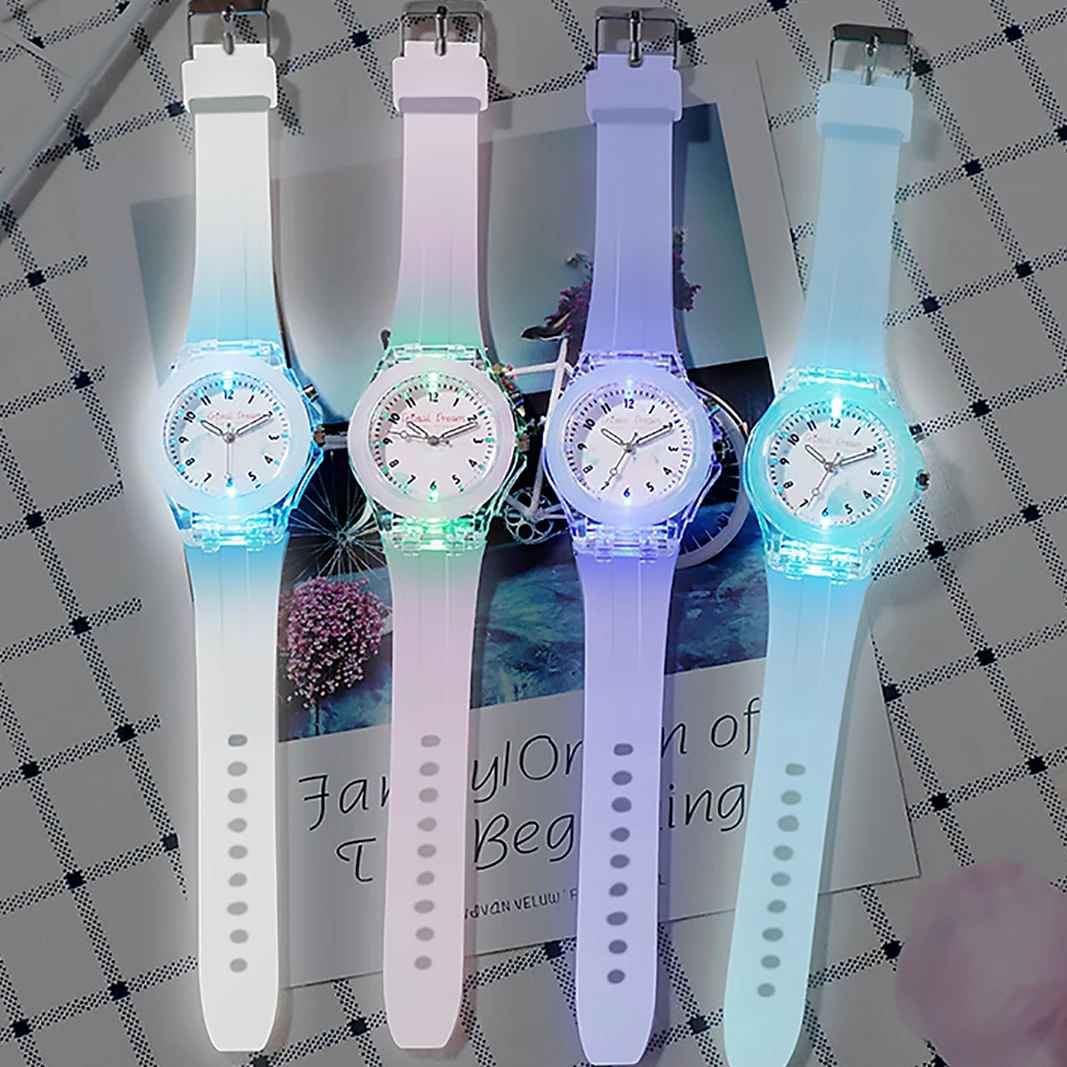 New Sport Kid Watches For Girls Boys Gift Personality Clock Easy Read Children Silicone Flash Quartz Wristwatches Reloj Infantil