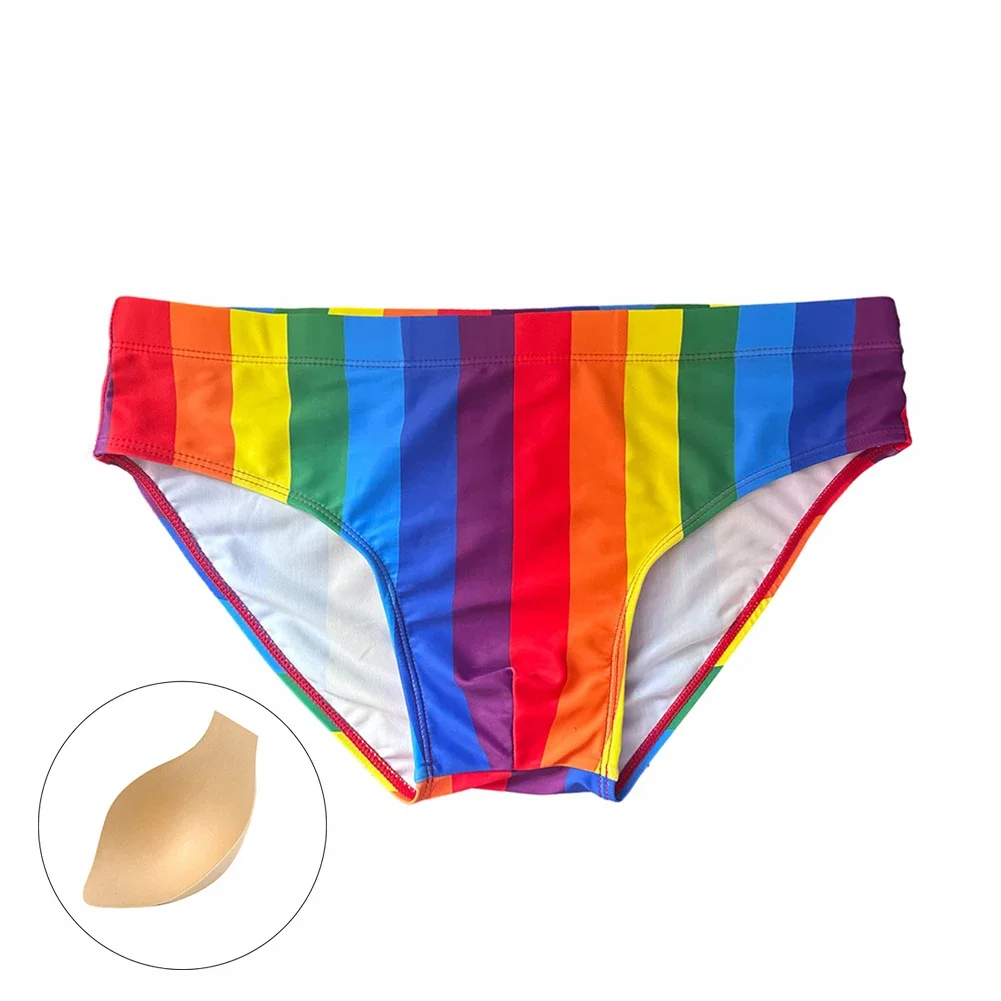 Rainbow Striped Swimming Trunks Bathing Suits Man Mans Sexy Surfing Shorts Swim Underpants Swimming Briefs Male