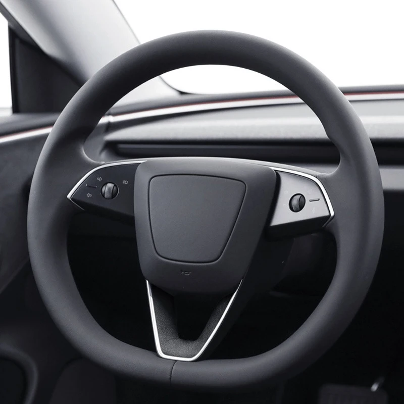 For Tesla MODEL 3 2024 Highland 3 Car Steering Wheel Leather Decoration Sticker Interior Protector Modification Accessories