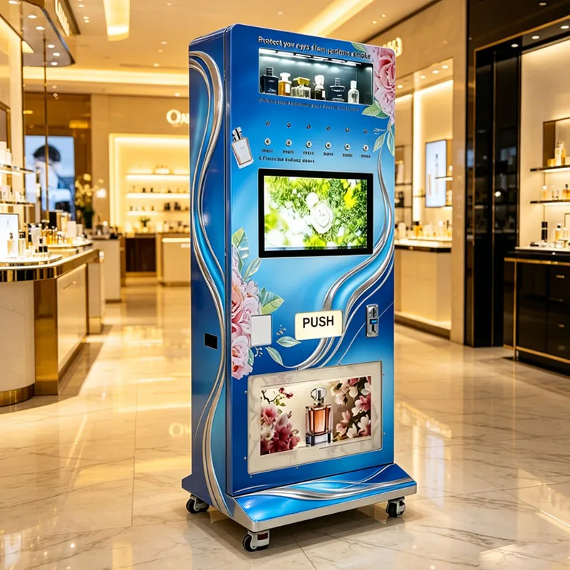 Self Service Perfume Vending Kiosk with Spray Sampling Function and Full Size Fragrance Sales Wholesale Customized