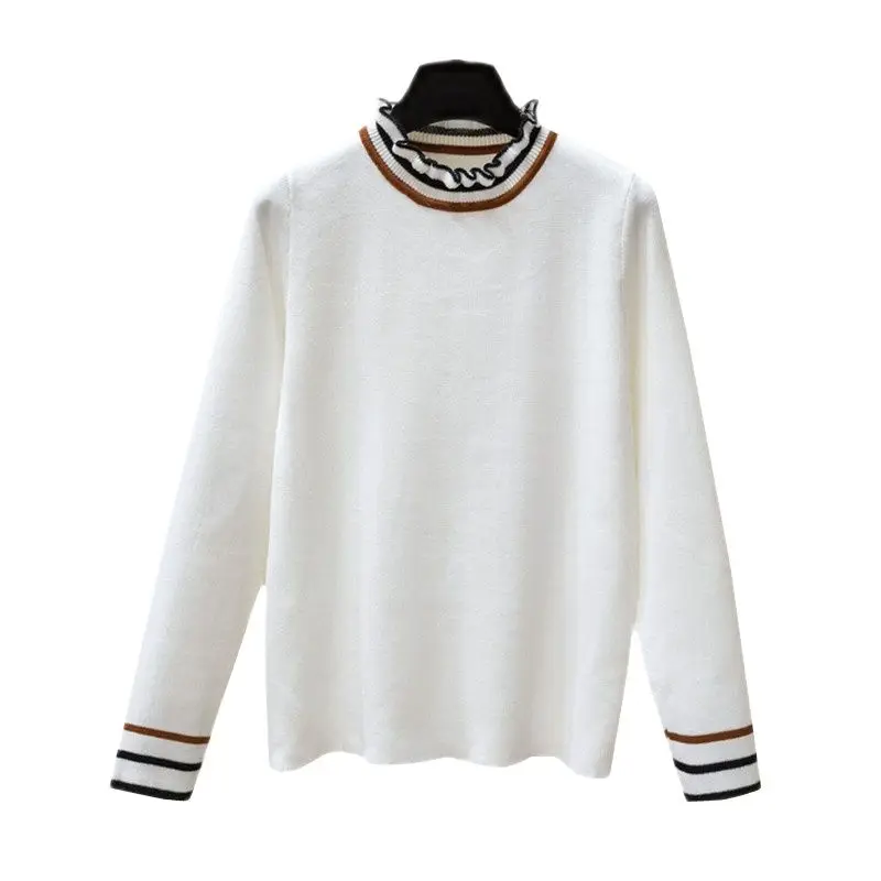 

UHYTGF Autumn Winter Clothes Sweater Women Turtleneck Pullover Sweaters Primer Shirt Long Sleeve Short Korean Ruffle Sweater 488