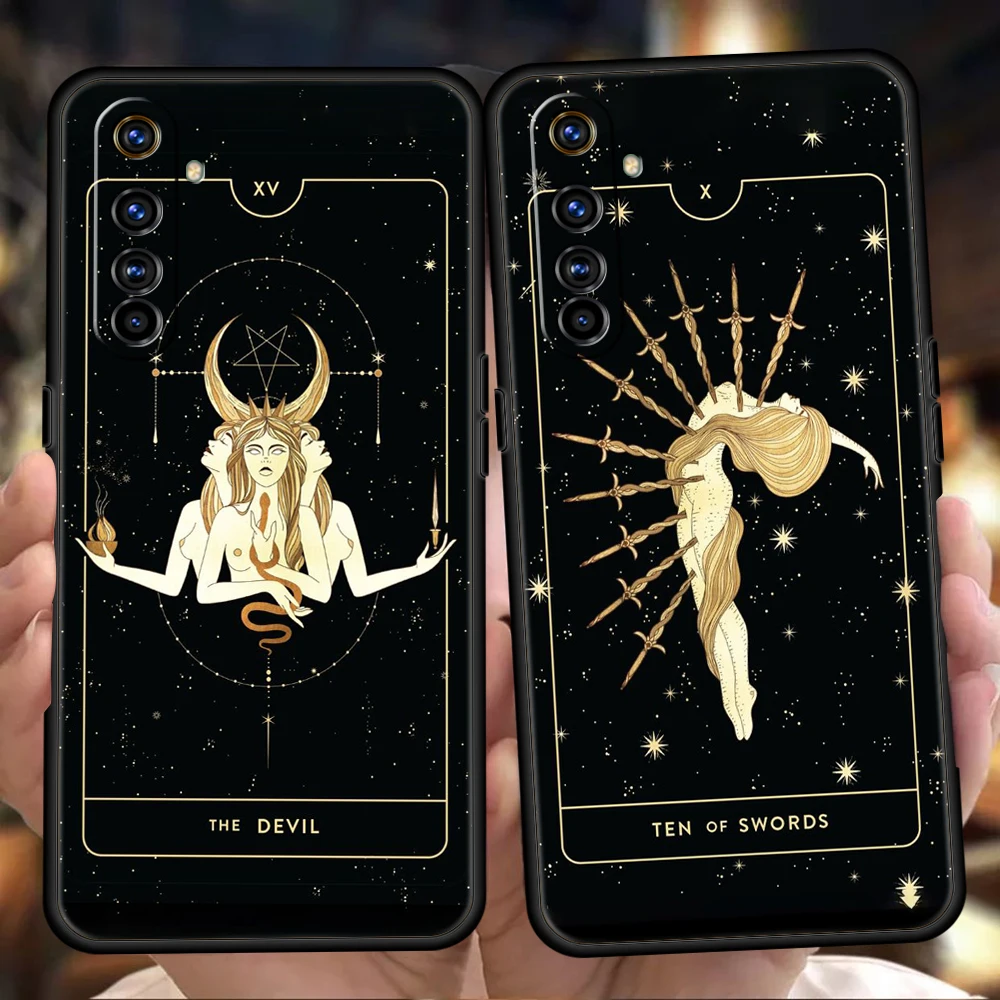 Witches Moon Tarot Mystery Totem Phone Case for Realme 8 9 10 8i 9i 6 7 GT2 C21 C25 C11 GT Neo 3T Pro Plus 5G Shockproof Shell