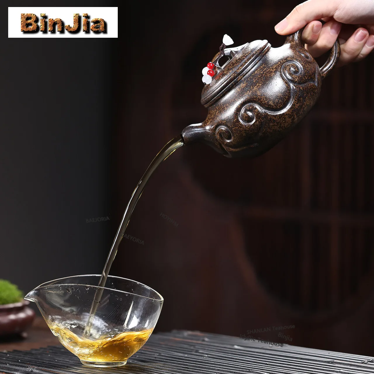 410ml Creative Yixing Purple Clay Teapots Handmade Auspicious Pot Raw Ore Wood-fired Porcelain Mud Kettle Zisha Tea Set Craft