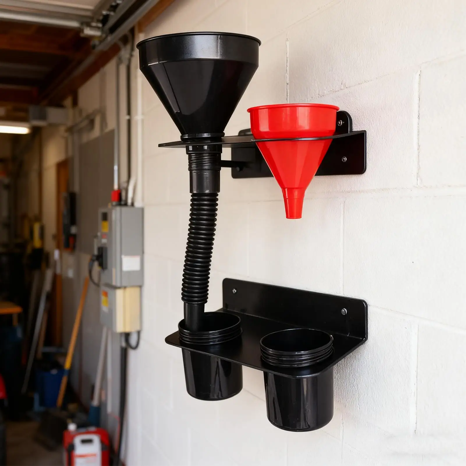 Funnel Holder With Removable Drip Cups Wall Mount Auto Shop Supplies Oil Filter Storage Rack For Coolant Motor Engine Additive