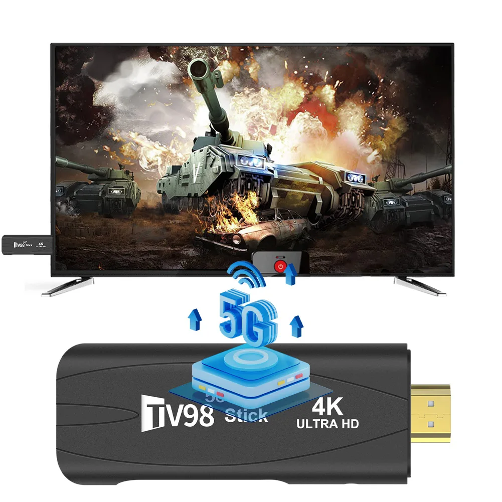 

2.4G&5G Dual WiFi BT5.0 TV Stick Allwinner H313 Quad Core Android 12.1 Video Set Top TV Box HD 4K 2K Voice Remote Control