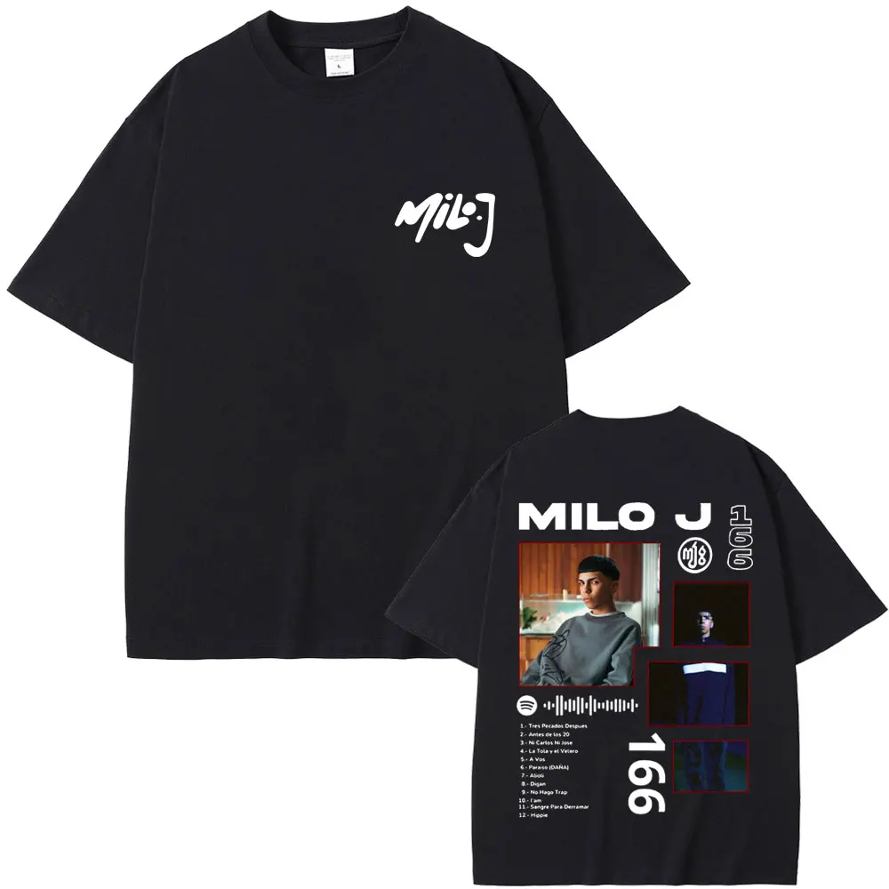 

Rapper Milo J 166 Album Graphic Print T Shirts Men Women Fashion Vintage Trend T-shirts Men's Crewneck Cotton Oversized T-shirt