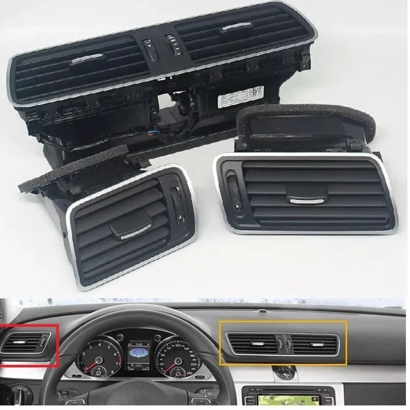 

3AD819728A Black Chrome Piano Paint Air Conditioning Outlet Vents For VW Passat B6 B7 2006-2011