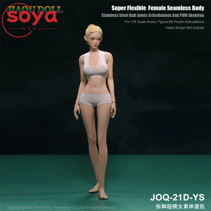 JIAOU POP JOQ-21D 1/6 Supermodel Lange Benen Meisje Naadloos Lichaam met Afneembare Voeten 12 ''Flexibele Soldaat Action Figure Poppen