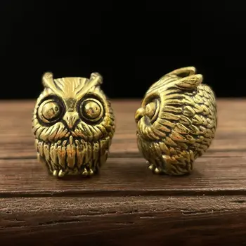 可愛貓頭鷹黃銅刀珠EDC戶外DIY傘繩編織手鍊配件掛繩吊墜傘繩手電筒掛件 6 最佳銷售 掛繩刀 - №4