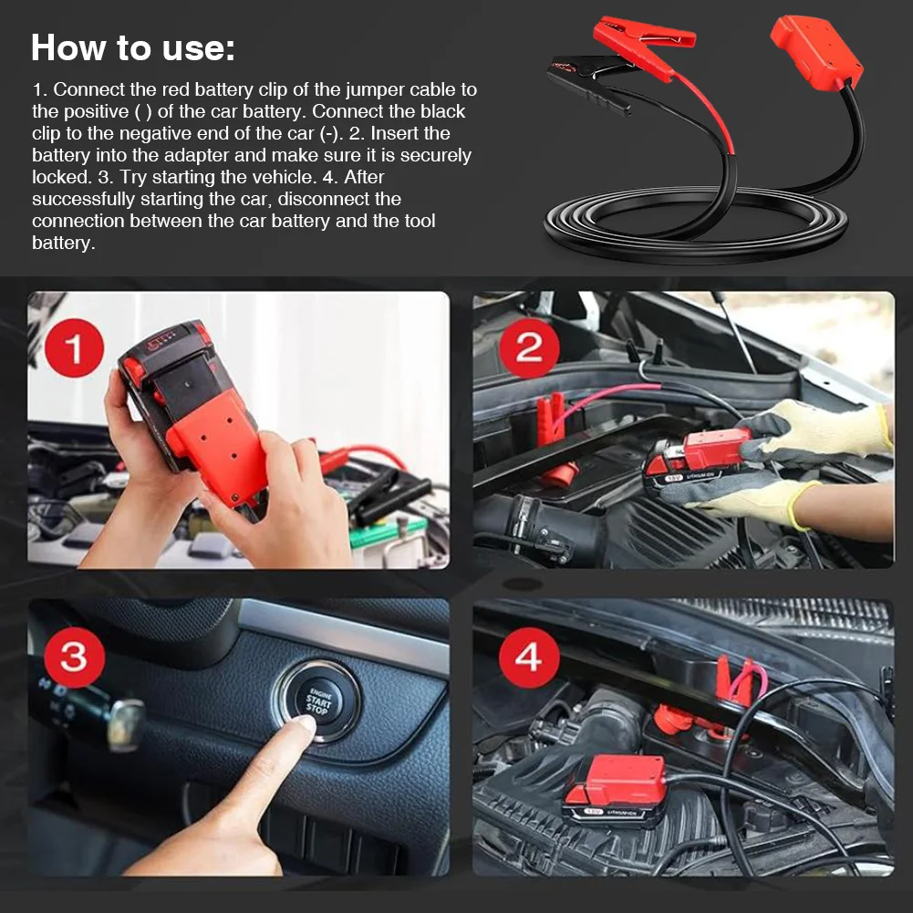 18 فولت بطارية الانتقال كاتب كابل قافز المشابك الانتقال كاتب كابل لمعظم 12 فولت الدراجات النارية سيارات سيارات الدفع الرباعي #5