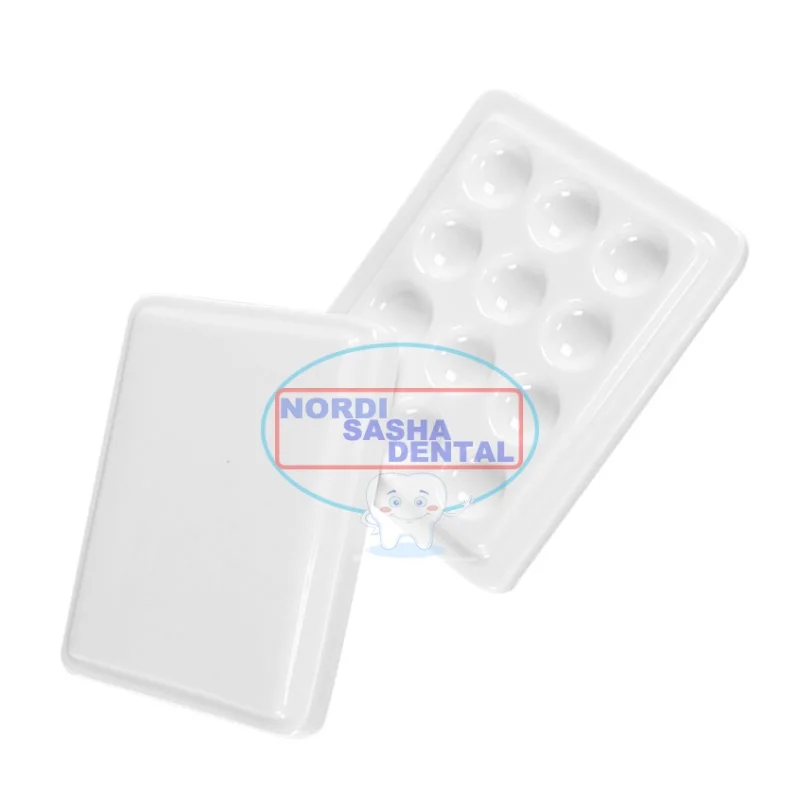 2Pcs/LOT Dental Ceramic Palette With Cover Porcelain Mixing Watering Plate Ceramic Color Palette For Dentistry Laboratory Tool