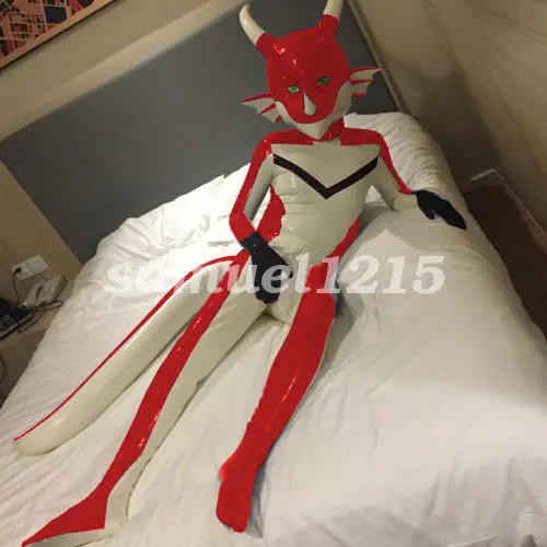 

Latex rubber tight jumpsuit, fake face ball, Halloween role-playing fox uniform, mask set