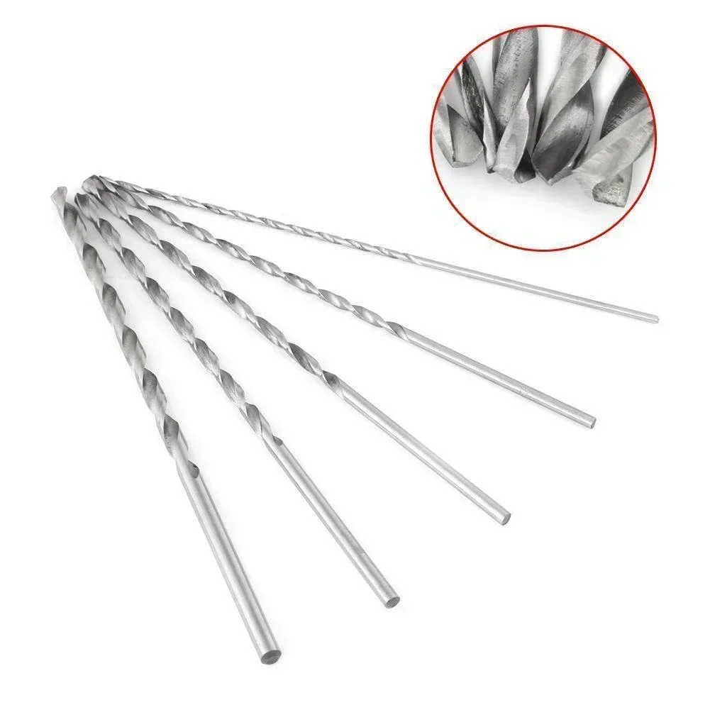 5pcs 2/3/3.5/4/5mm HSS 200mm Extra Long HSS Drill Bits Set Tool Metal Drilling For Electric Drills Machines Aluminum Power Tools