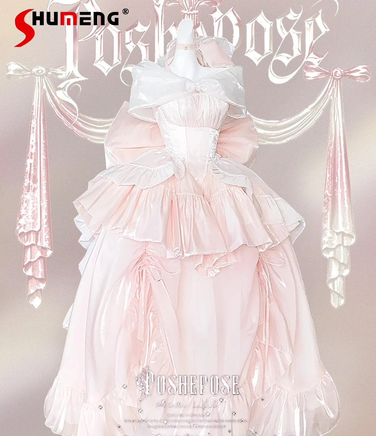 

High-end Sweet Princess Pink Long Dress Woman's Slim-Fit Elegant Big Bow Long Tail Heavy Industry Birthday Party Evening Dress