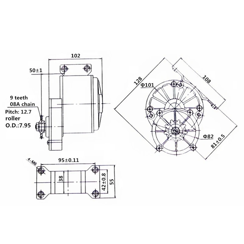 Gear Brushed DC Motor 24V 250W Controller Throttle Replacement For Electric Bicycle