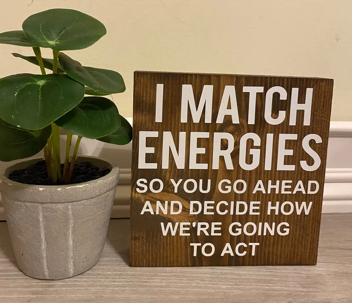 I Match Energies So You Go Ahead and Decide How We’Re Going to Act Vintage Tin Sign Home Wall Decor Art Room for Home Office Bed