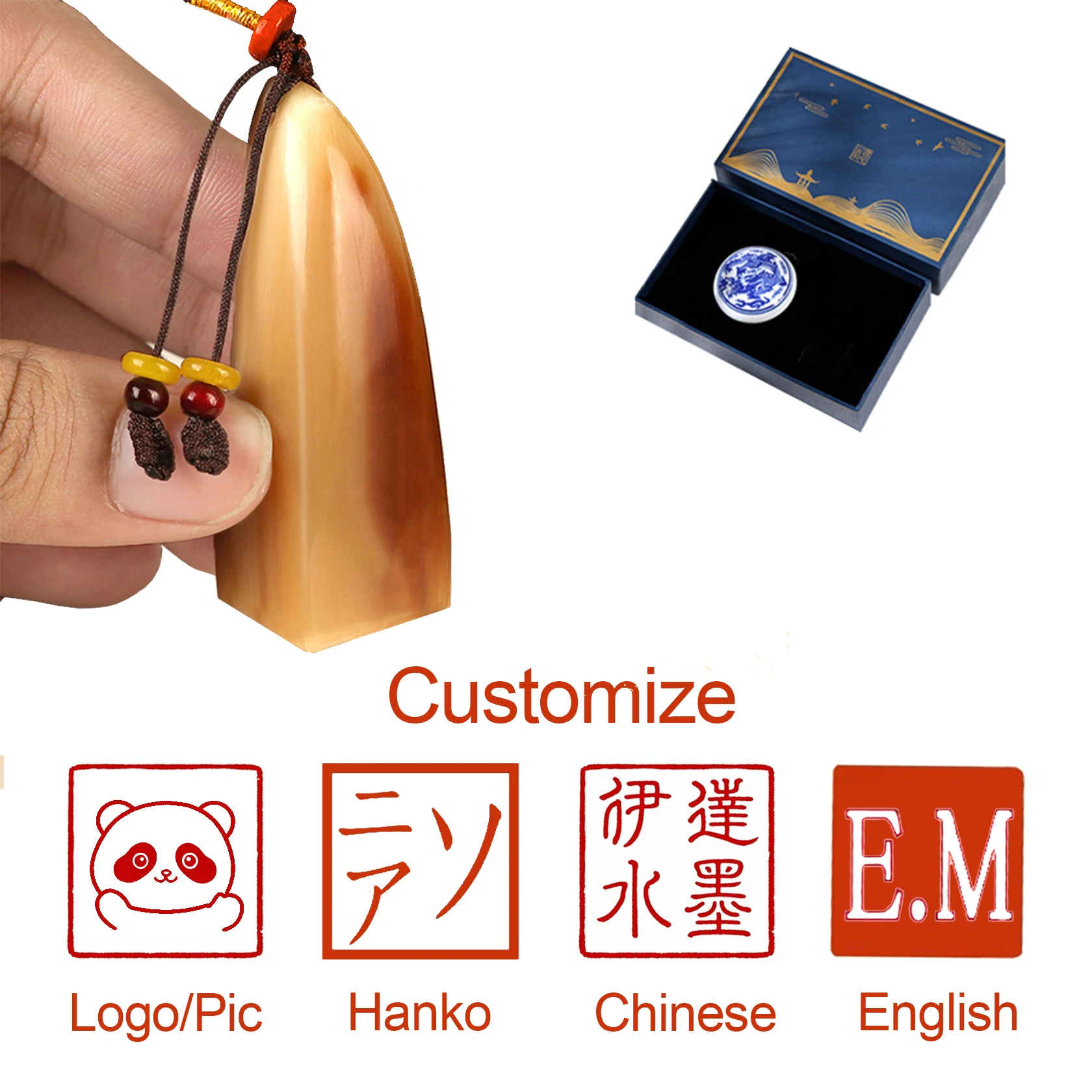 

Chinese Name Stamp Custom OX Horns Stamps for Calligraphy Chop Hanko English Korean Name Stamp Personalized Gift
