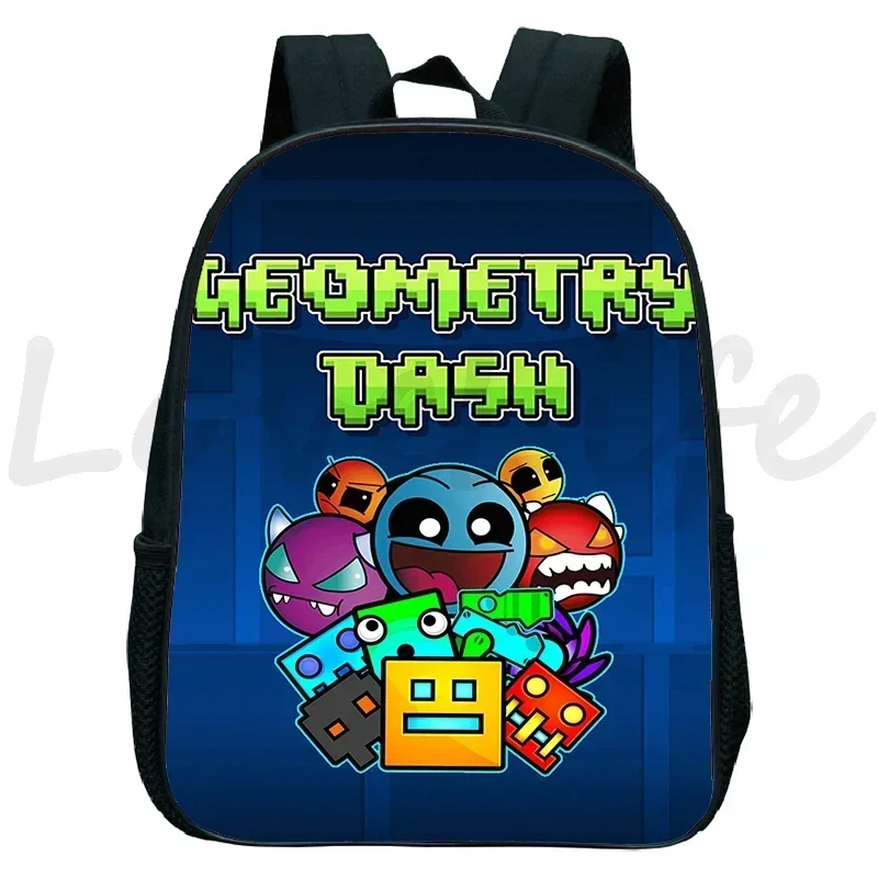 Ransel Taman Kanak-kanak Angry Geometry Dash Ransel Anak Laki-laki Perempuan Tas Buku Kecil Anime Tas Sekolah Kartun Anak-anak Ransel Anak-anak