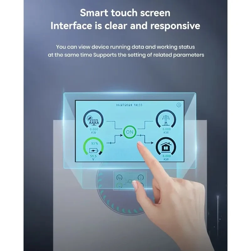 Touchable Screen 4kw 3.6KW 4000w 3600w Dual AC Output Hybrid Solar Storage Inverter 220vac 230vac 240vac 2.0 peak Power
