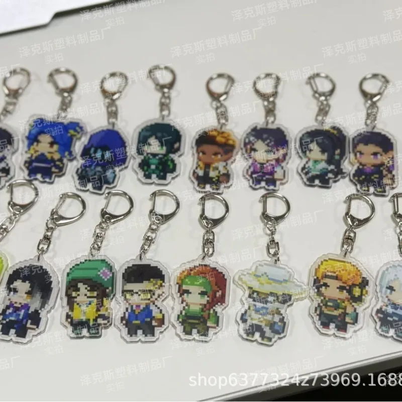 4PCS Hot Game Valorant Series Pixel Style Acrylic Keychain Cartoon Game Role Creativity Fashion Backpack Keychain Birthday Gift view 2