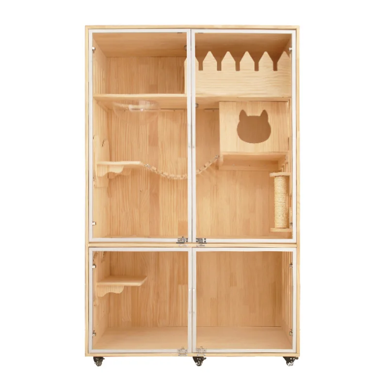 

Factory Multiple Styles Wooden Cat Condo House Large Cage Wood Villa