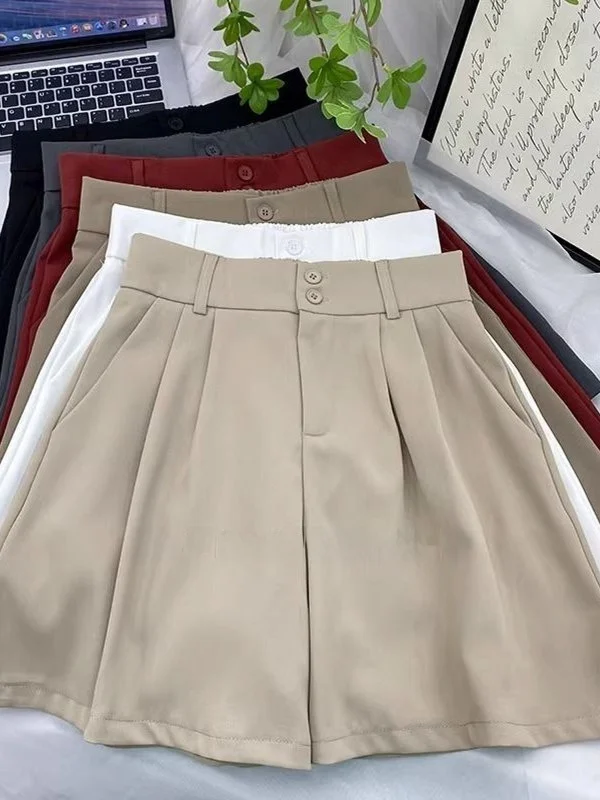 plus Size Women's Summer Fashion High Waist Wide Leg Pants Outerwear Suit Short Shorts Trendy Slimming Hot Pants Commute Style