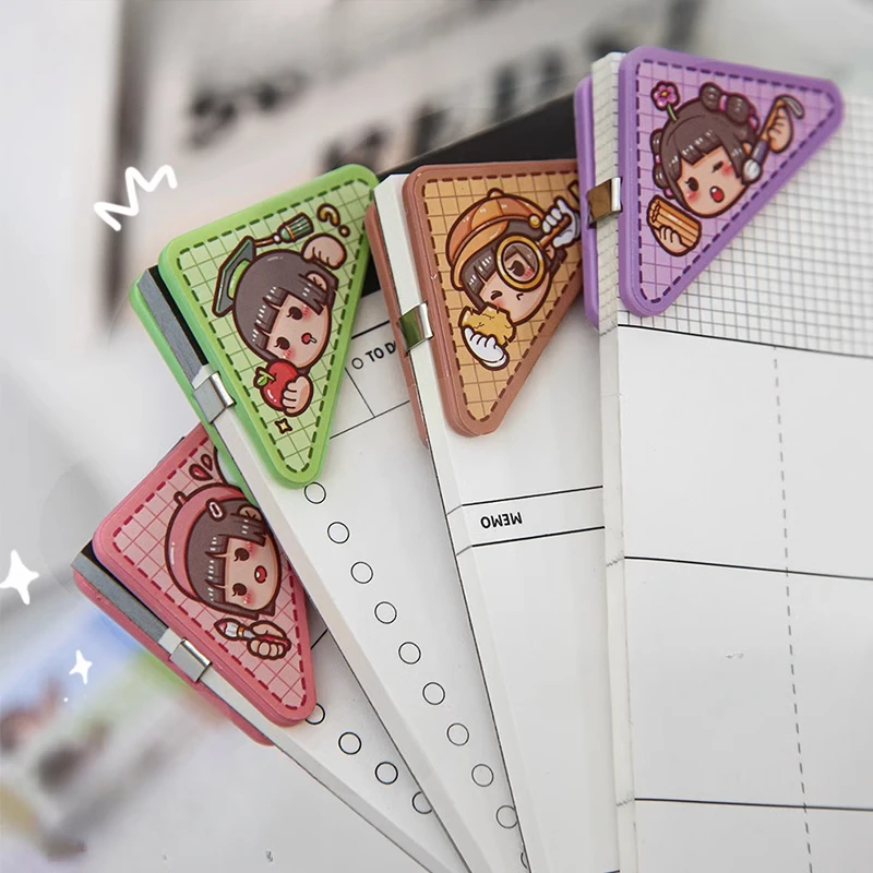 Small Mochi Corner Clip Student Test Paper File Triangle Clip Bill Information Clip 90 Degree Clip Kawaii Stationery Small Gift