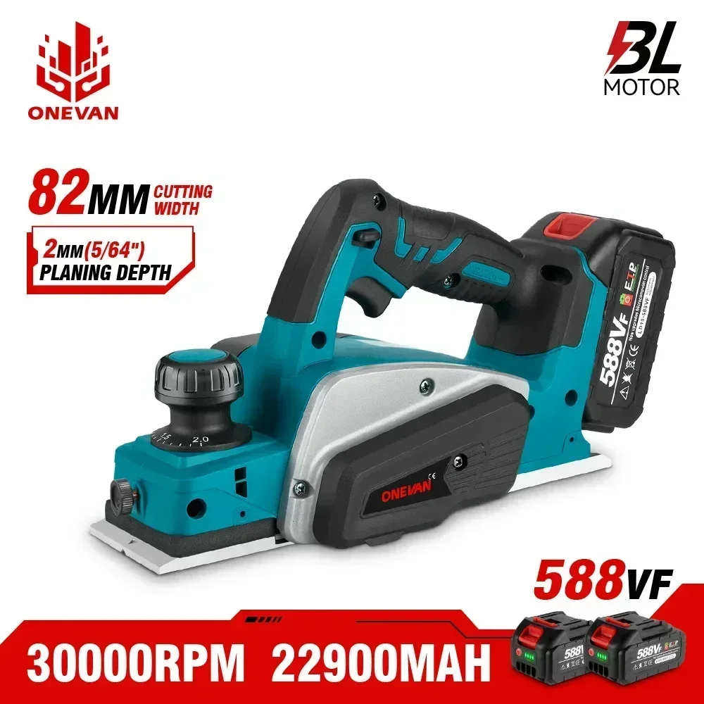 ONEVAN 30000RPM Cordless Electric Planer Brushless Electric Router Trimmer Wood Cutting Tool Woodworking For 18V Makita Battery