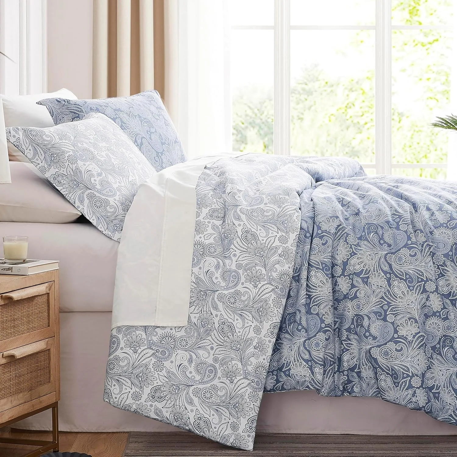 Reversible Paisley Duvet Cover King Size/California King - Premium Quality King Boho Bedding Set,