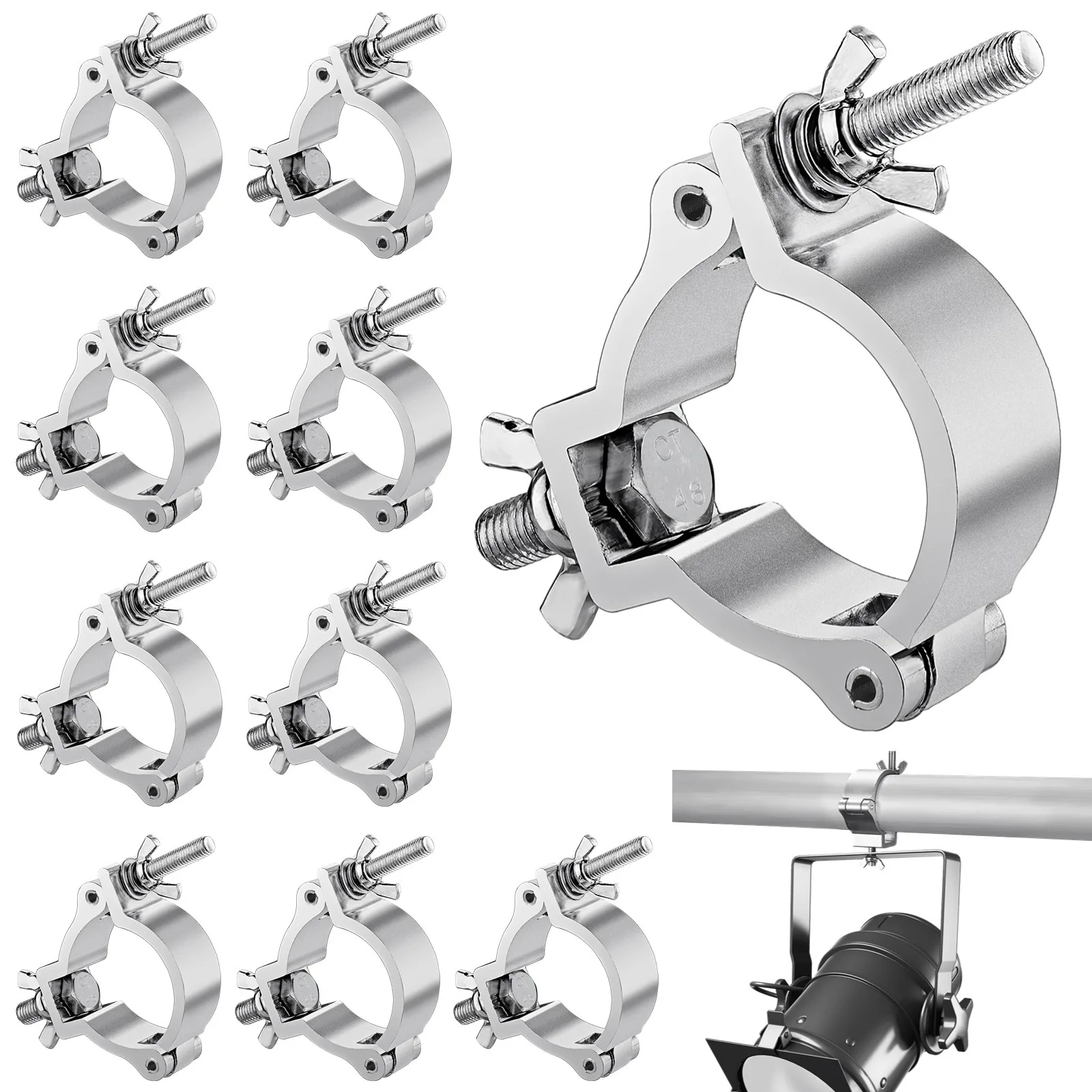 Eyeshot Truss Clamp Truss O Clamps 220LB Aluminum Stage Lights Clamps Fit 1.89-2.05